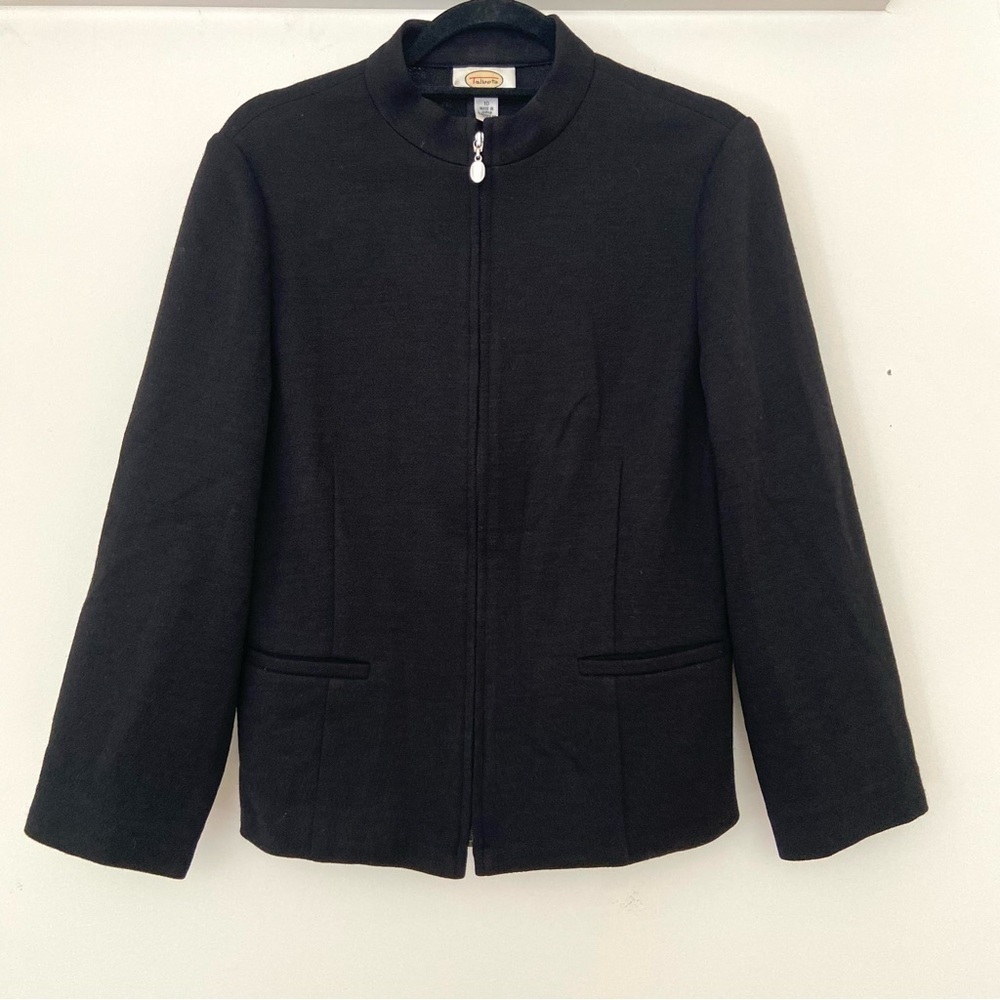 Talbots Sweater Blazer Size 10 Wool Zip Up Career Pockets Office Business Vtg